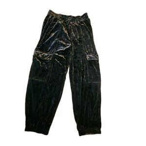 Jessica Simpson Velour Crushed Velvet Cargo Jogger Pants Womens M Luxe Track Y2K